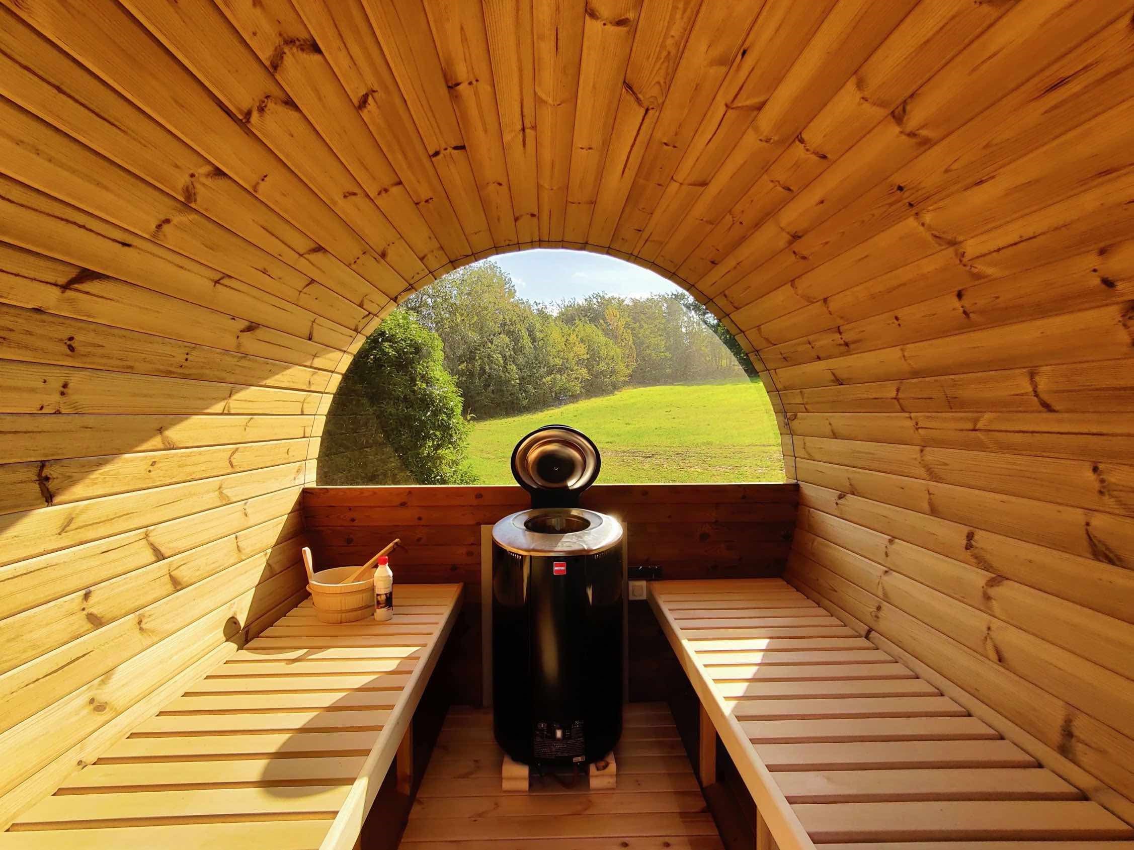 thermowood barrelsauna met saunakachel kopen